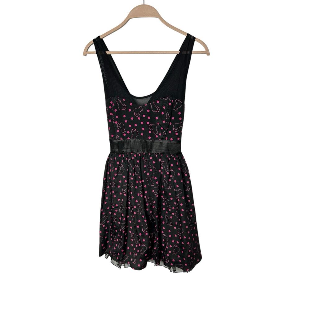 Hot Topic Kitty Cat Polka Dot Dress Pink‎ Sz S/M